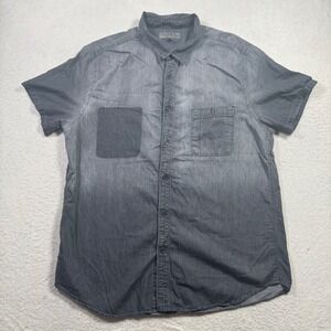 Decree Button Down Shirt Mens XL GreyOmbre Short Sleeve Cotton XL Edgy Modern